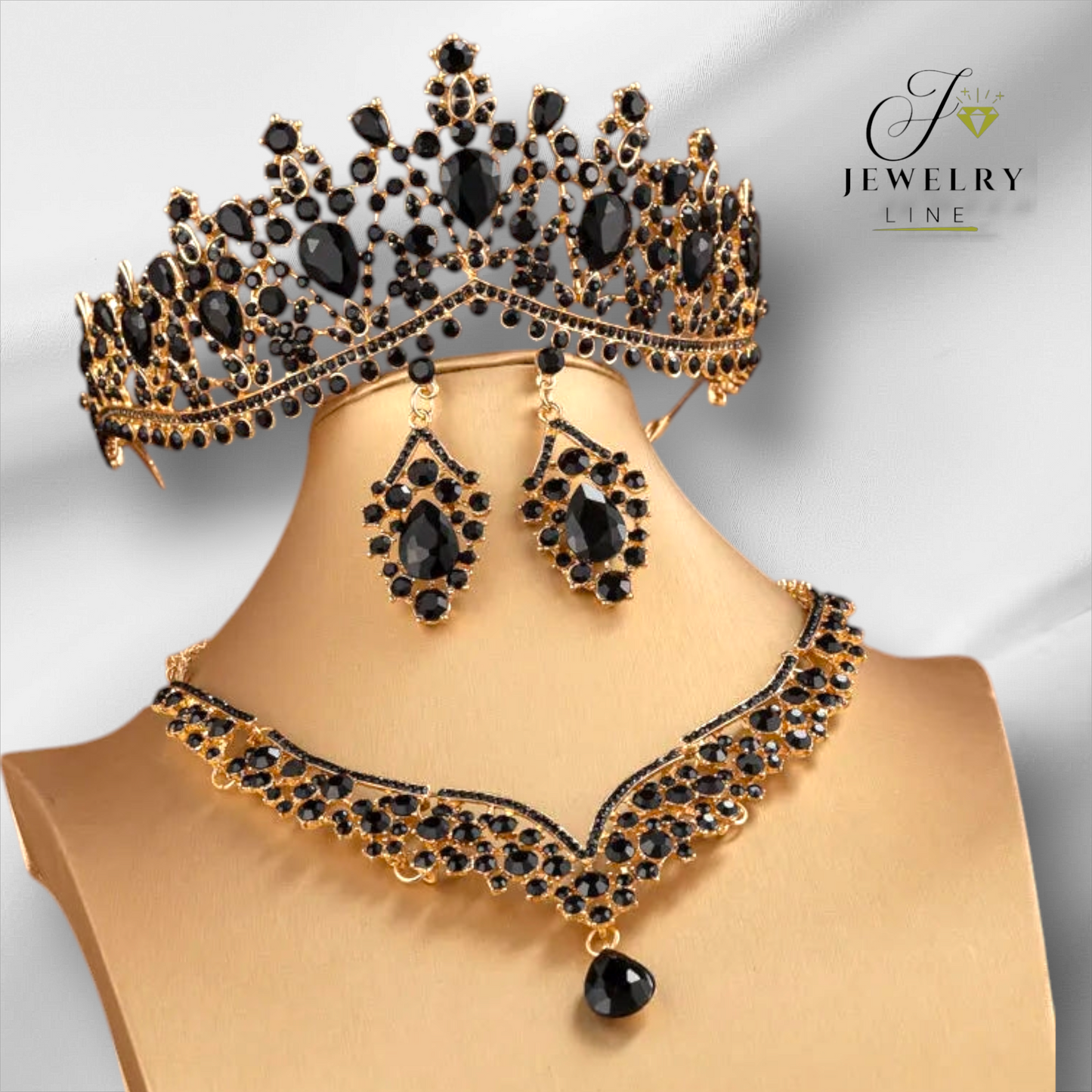 Black Crystal Jewelry Set